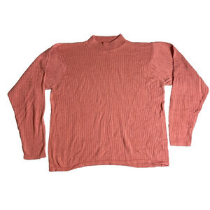 Vintage Blassport 100% Silk Ribbed Mock Neck Sweater Womens XL Salmon Capsule